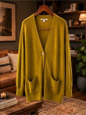 COS Oversized Knit Cardigan in Chartreuse — Size S